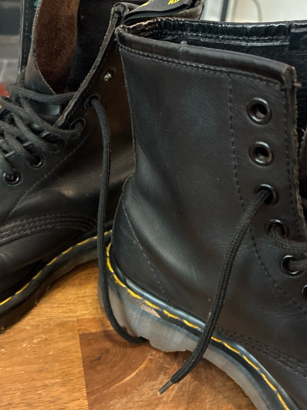 Vtg 1990s Dr. Martens 1460 Made in England Black Smooth Leather Boots UK 4 US 6 - Picture 11 of 16